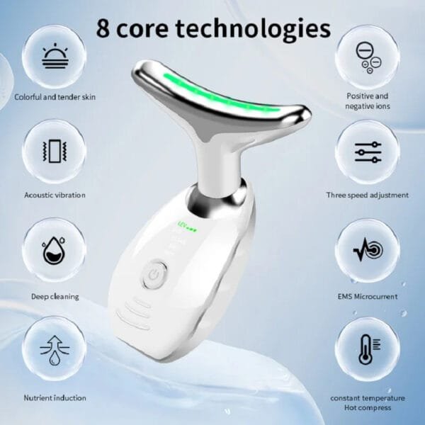 'Neck Face Beauty Device Colorful LED Photon Therapy Skin Tighten Reduce Double Chin Anti Wrinkle Remove Lifting Massager - Image 3