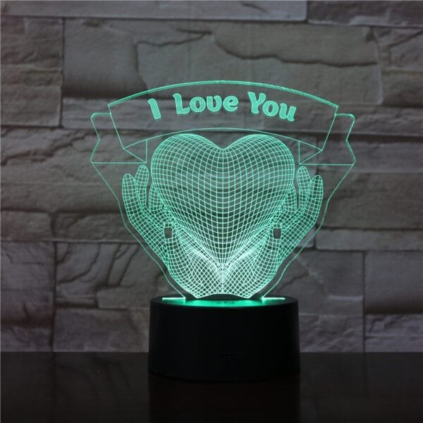 Valentine's Day 3D Night Light - Hands Holding Love - Image 2