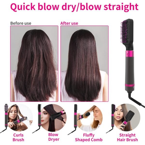 5-in-1 Professional Hair Dryer Brush, Straightener, Curler, and Styling Tool - Image 3