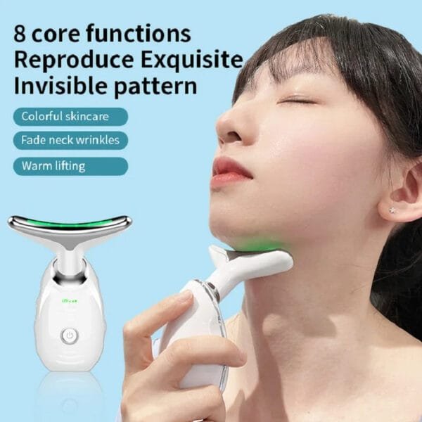 'Neck Face Beauty Device Colorful LED Photon Therapy Skin Tighten Reduce Double Chin Anti Wrinkle Remove Lifting Massager - Image 4