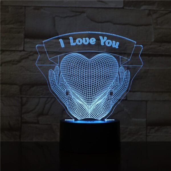 Valentine's Day 3D Night Light - Hands Holding Love - Image 3