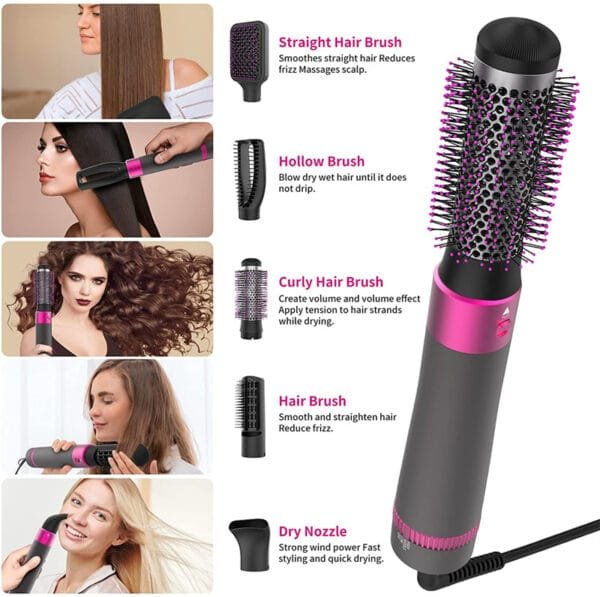 5-in-1 Professional Hair Dryer Brush, Straightener, Curler, and Styling Tool - Image 4