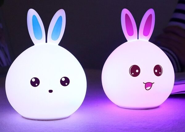 Cute Rabbit Night Light – Touch Sensor Silicone LED with Colorful Lights - Image 3