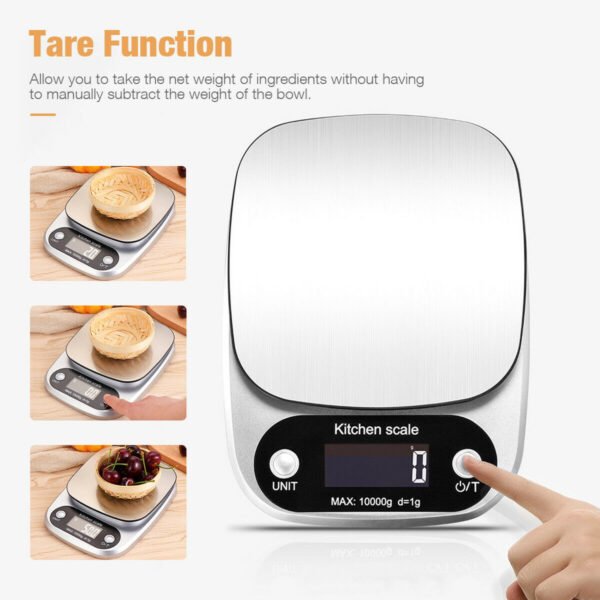 Digital Kitchen Scale – 22lbs Capacity, Stainless Steel, for Food & Diet - Image 5