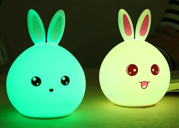 Cute Rabbit Night Light – Touch Sensor Silicone LED with Colorful Lights - Image 2