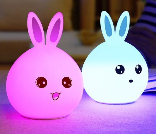 Cute Rabbit Night Light – Touch Sensor Silicone LED with Colorful Lights - Image 4