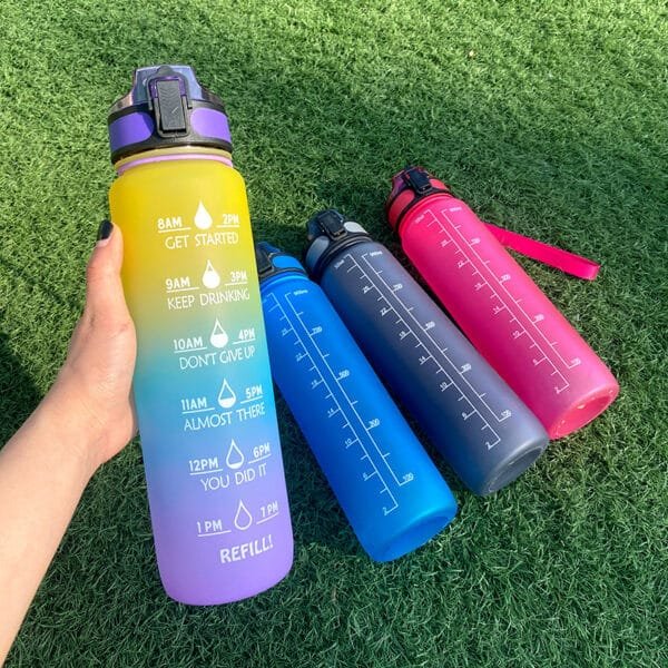 1L Tritan Water Bottle with Time Marker, Leakproof Motivational Fitness Bottle - Image 2