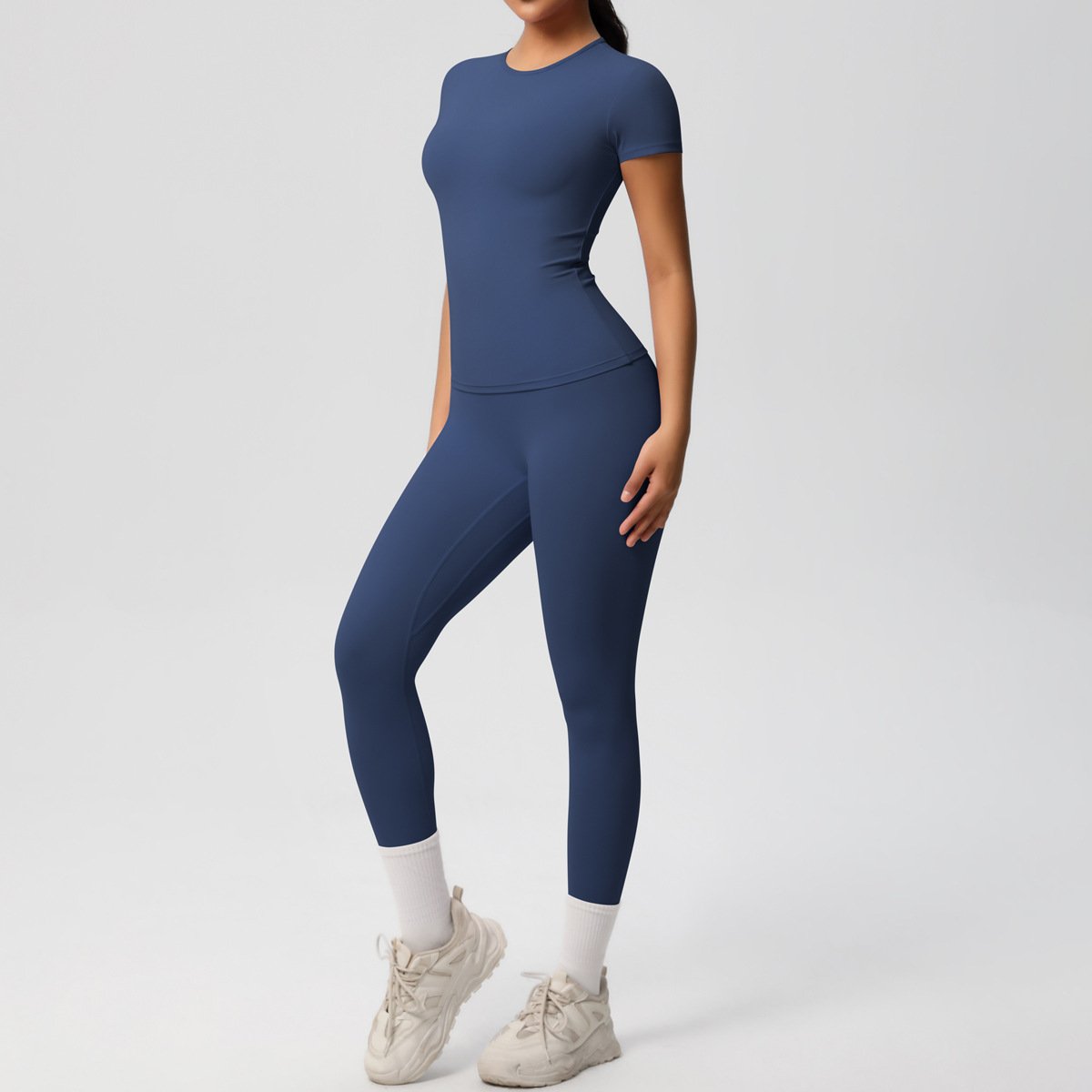 Women’s Nude-Feel Sports Set – Stretch T-Shirt & High-Waist Yoga Pants - Image 7