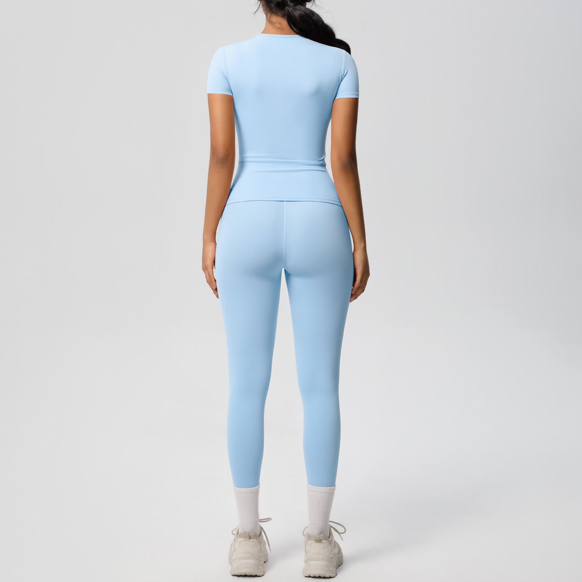 Women’s Nude-Feel Sports Set – Stretch T-Shirt & High-Waist Yoga Pants - Image 4