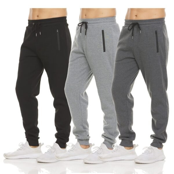 Men's Athletic Joggers with Zipper Pockets - Tapered Running Pants - Image 2