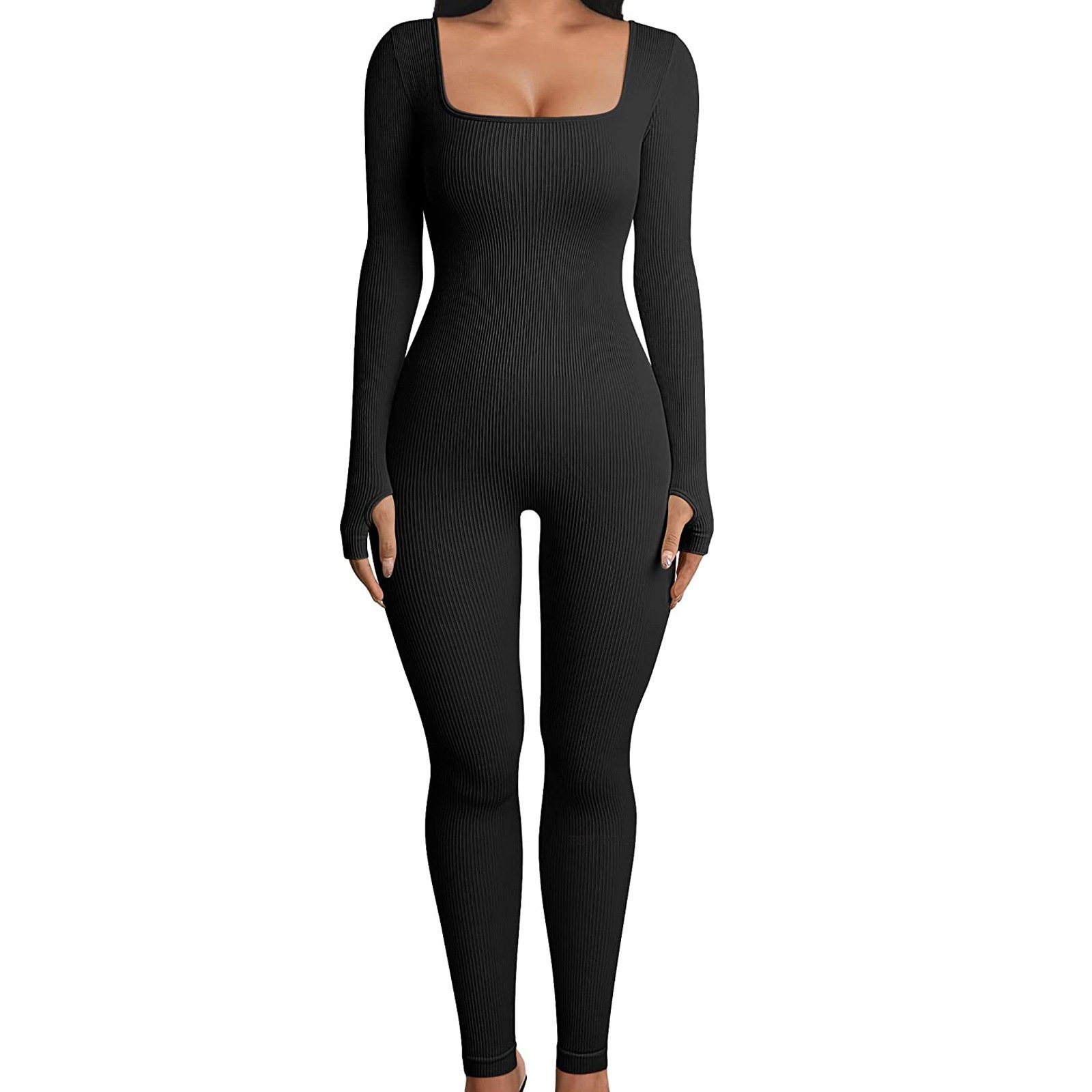 Women’s Slim Fit Square Collar Jumpsuit - Image 4