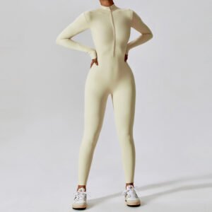 Women’s Long-Sleeve Zipper Yoga Jumpsuit
