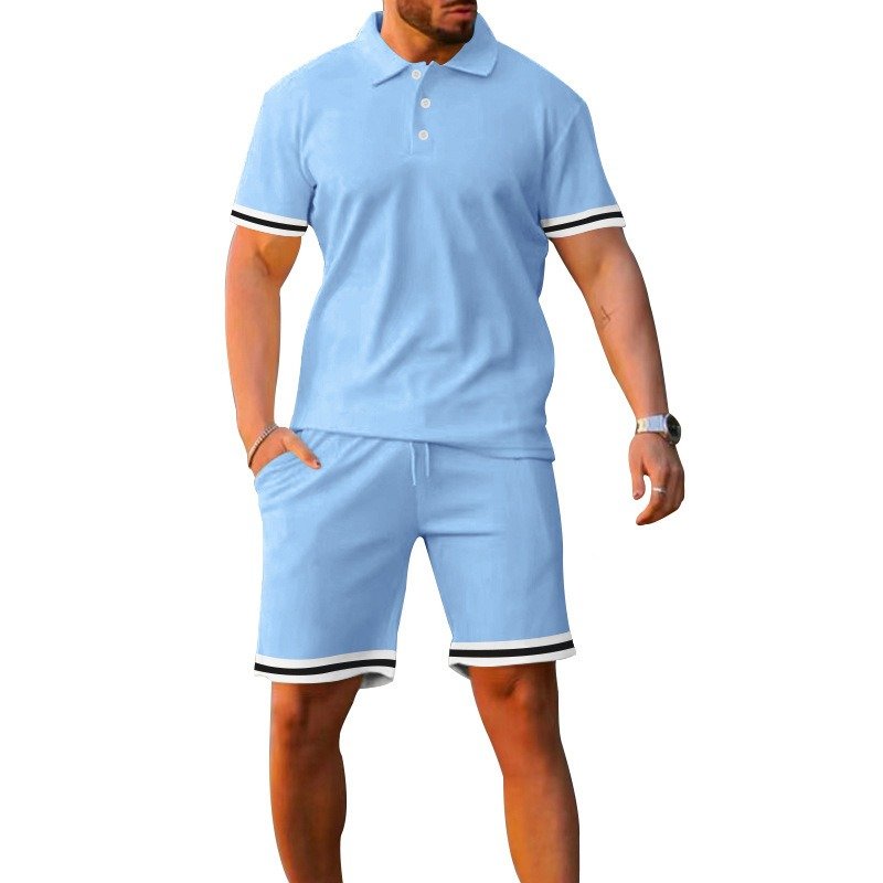 Lapel Short-sleeved Shorts Two-piece Sports And Leisure Men's Suit - Image 6