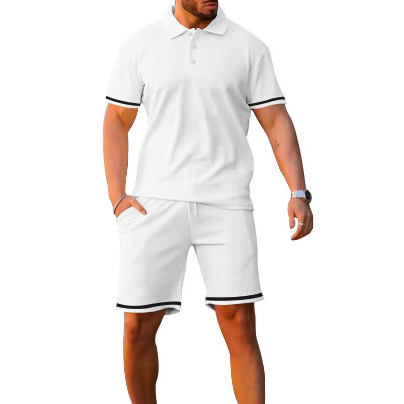 Lapel Short-sleeved Shorts Two-piece Sports And Leisure Men's Suit - Image 2