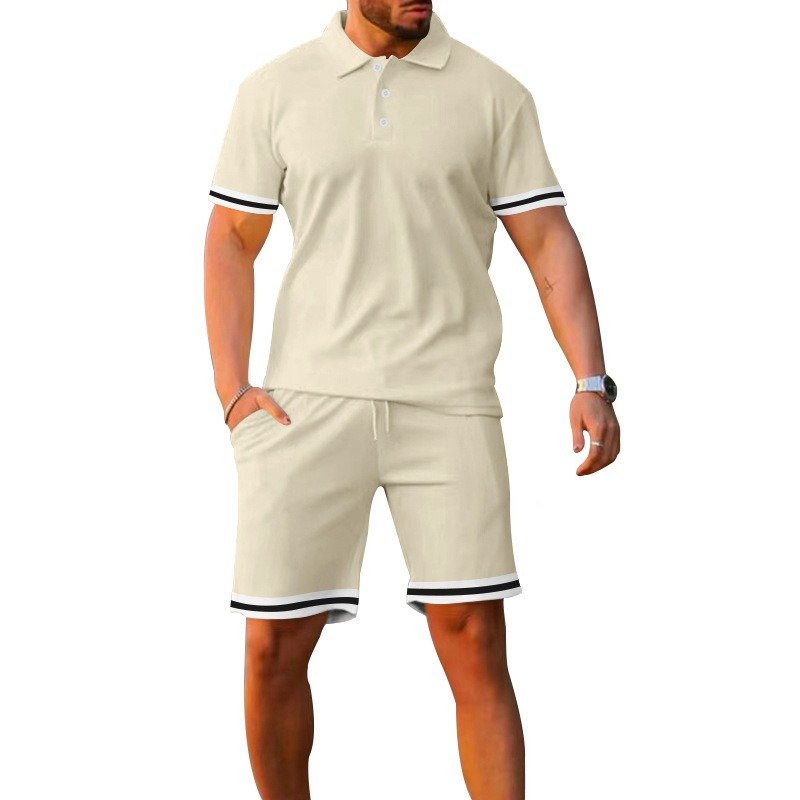 Lapel Short-sleeved Shorts Two-piece Sports And Leisure Men's Suit - Image 3