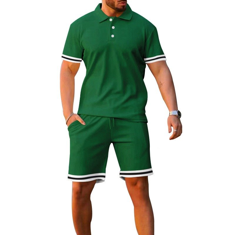 Lapel Short-sleeved Shorts Two-piece Sports And Leisure Men's Suit - Image 5