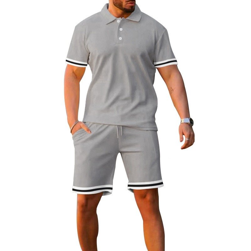 Lapel Short-sleeved Shorts Two-piece Sports And Leisure Men's Suit - Image 7