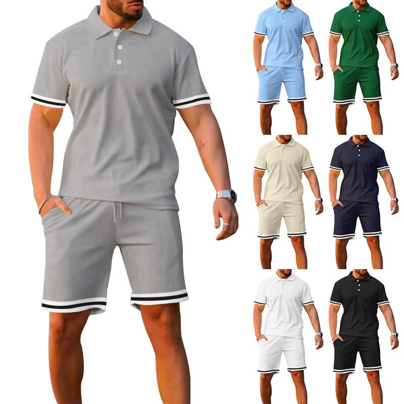 Lapel Short-sleeved Shorts Two-piece Sports And Leisure Men's Suit - Image 9