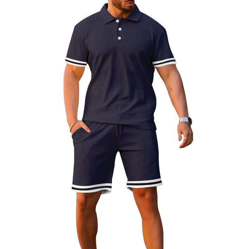 Lapel Short-sleeved Shorts Two-piece Sports And Leisure Men's Suit - Image 4