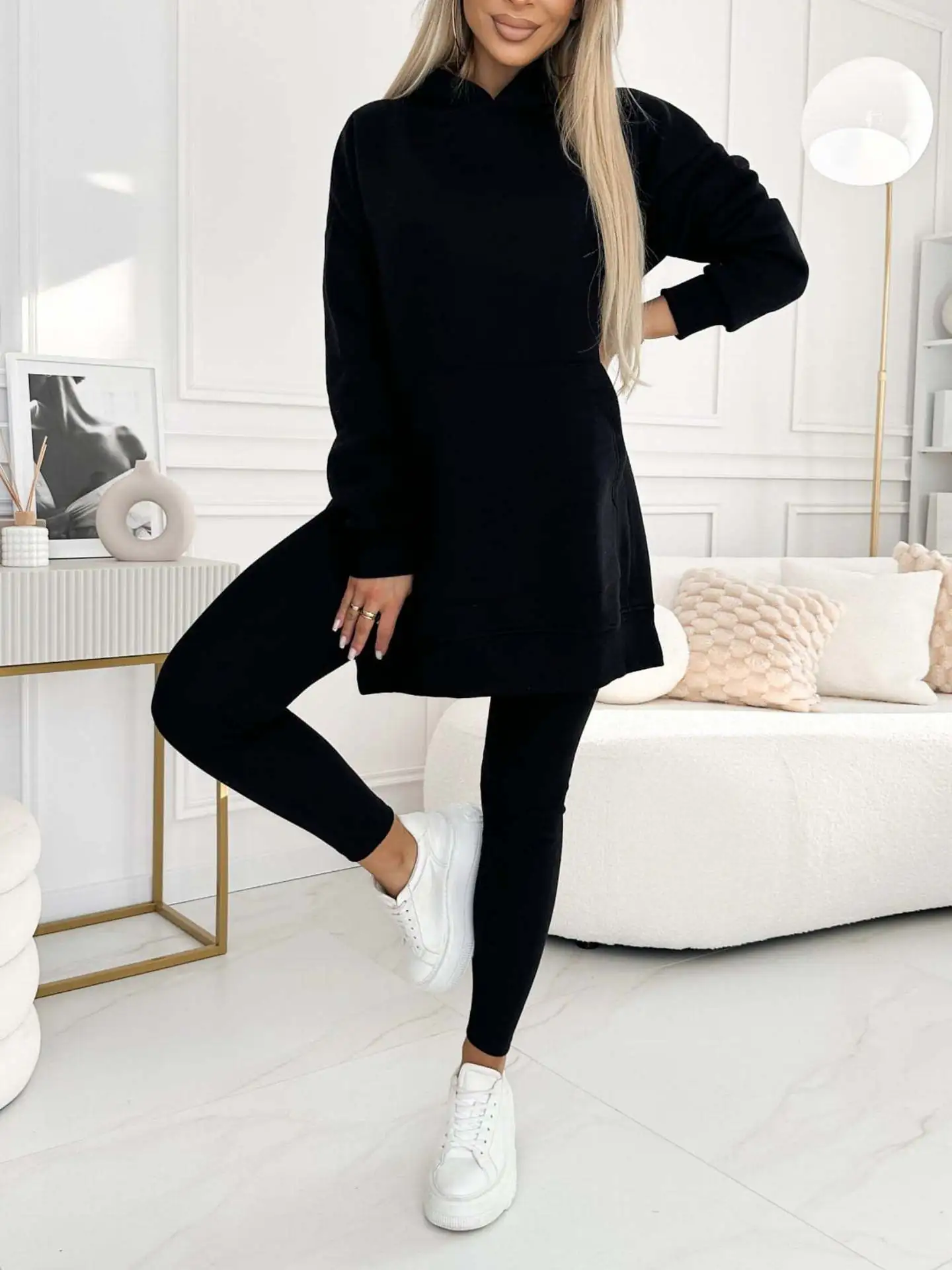 Sports Casual Hooded Sweater Thickened Underwear Leggings Two-piece Suit - Image 8