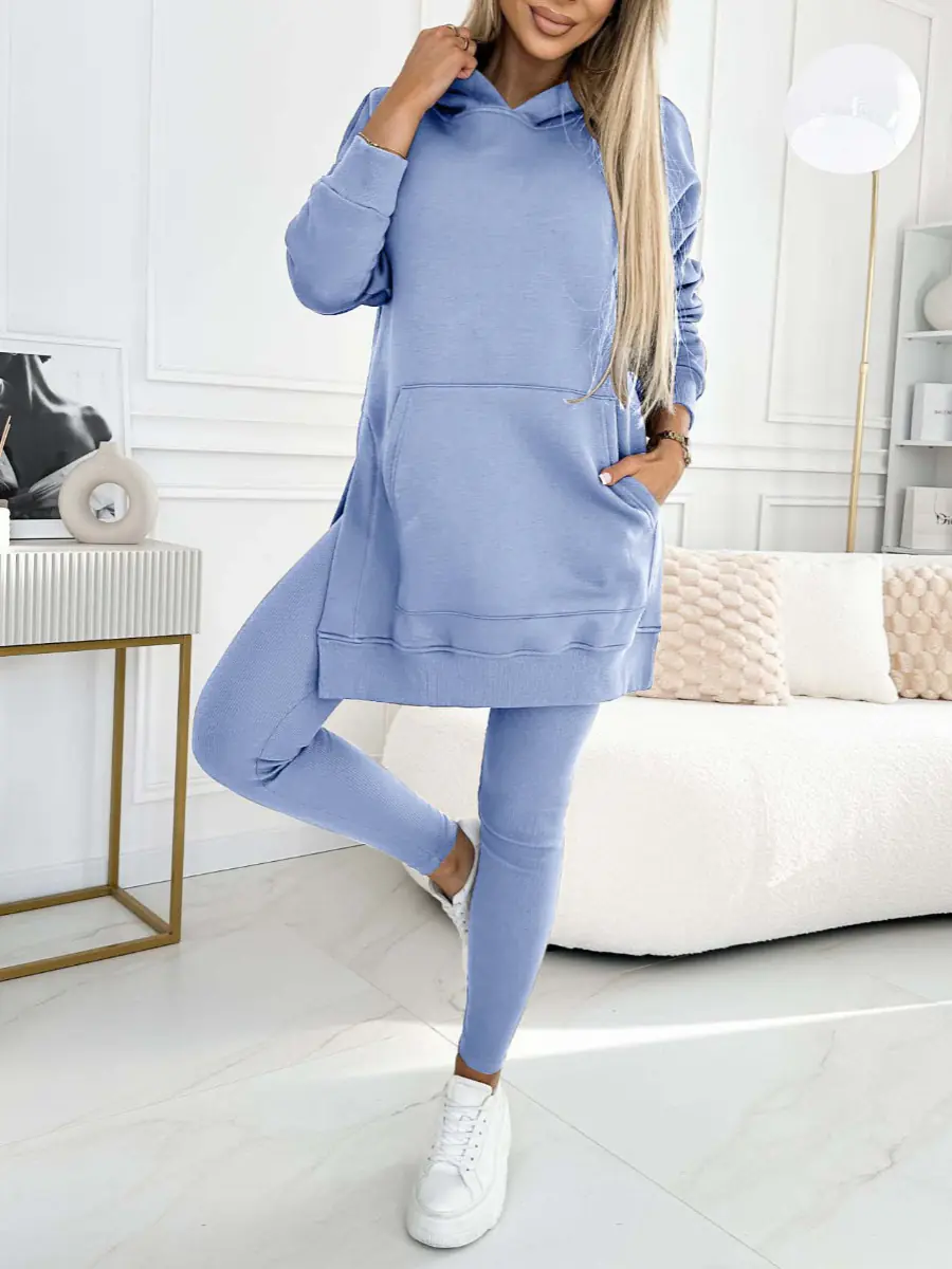 Sports Casual Hooded Sweater Thickened Underwear Leggings Two-piece Suit - Image 9